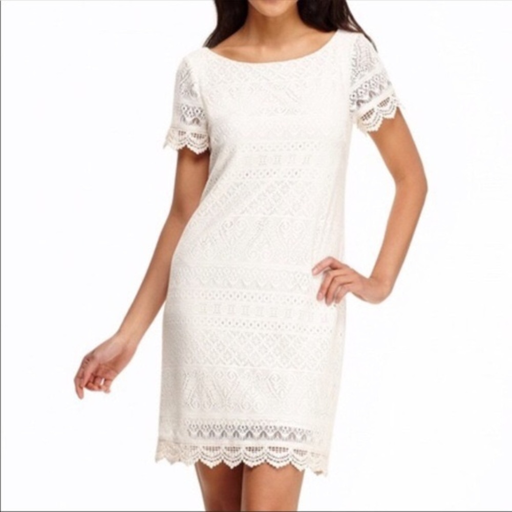 London Times Cream Lace Dress